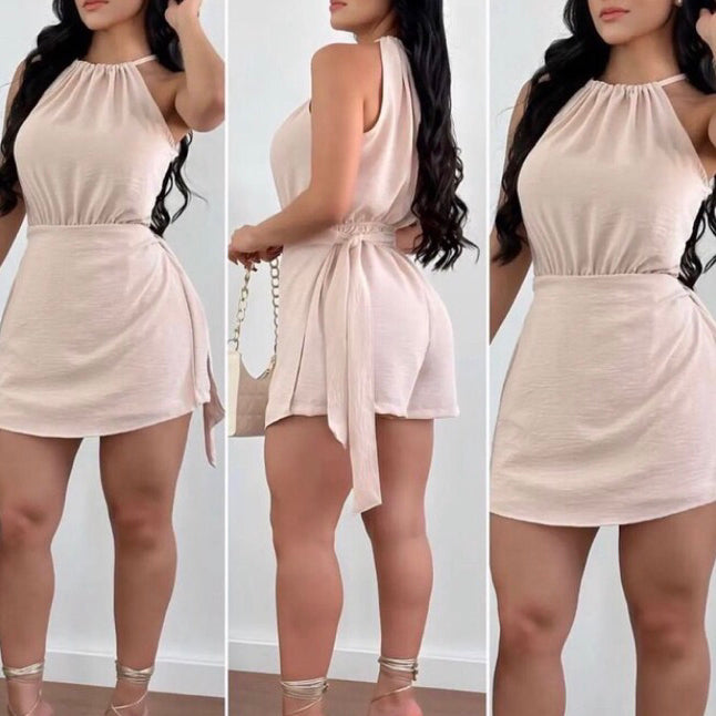 Macaquinho Vestido Com Amarração Lateral