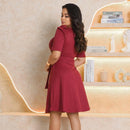 Vestido Rodado Com Amarração Na Cintura