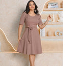 Vestido Rodado Com Amarração Na Cintura