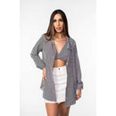 Conjunto Shamise Listrado - Top com Amarração e Camisa Estilo Shamise